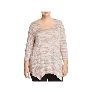 NWT B COLLECTION Womens Pink Stretch Long Sleeve Crew Neck Tunic Top Plus 2X